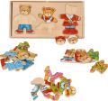 Puzzle drewniane ubierz misie