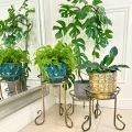 Kwietnik metalowy Rustic złota patyna GAJA 43 cm