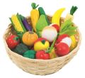 Drewniane owoce i warzywa w koszyku 21szt.
