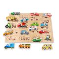Duża 40x30 cm drewniana układanka puzzle Transport