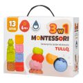 Zestaw Montessori  Klocki i piramida sensoryczna 13 el.
