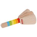 Tęczowy kastaniet z rączką - drewniany instrument dla dziecka