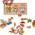 Puzzle drewniane ubierz misie