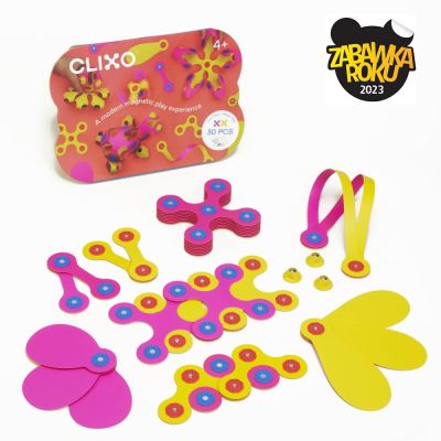 Clixo klocki magnetyczne Crew pack, Różowo-Żółte