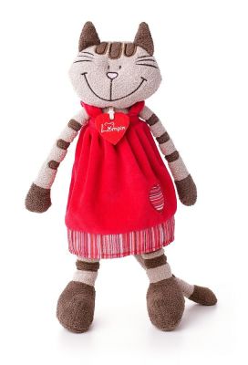 Pluszowa kotka Andżela w czerwonej sukni