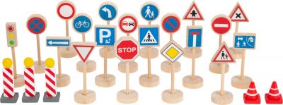 Drewniany zestaw znaków drogowych