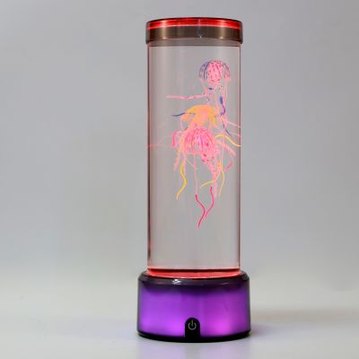 Zmieniająca kolor lampa z pływającymi meduzami 33cm