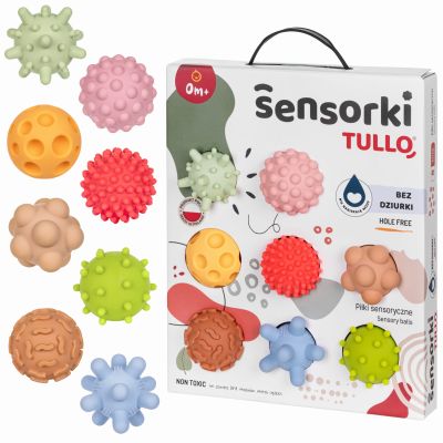PASTELOWE Piłki Sensorki Tullo - 8 piłeczek bez dziurek