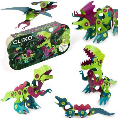 Clixo, zestaw klocków magnetycznych z motywem DINO, 36 elementów