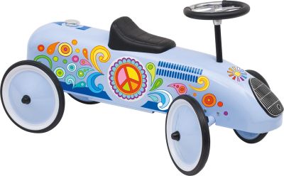 Niebieski jeździk wyścigowy w stylu lat 60