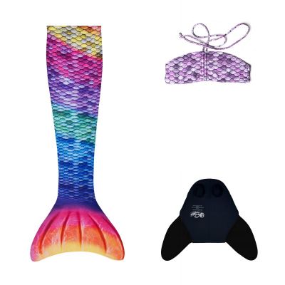 Syreni ogon - monopłetwa do pływania Rainbow + Bikini