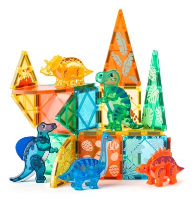 Zestaw konstrukcyjny z klockami magnetycznymi Dinozaury