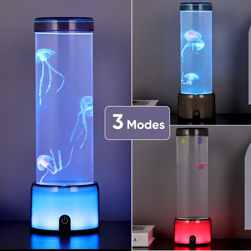 Zmieniająca kolor lampa z pływającymi meduzami 33cm