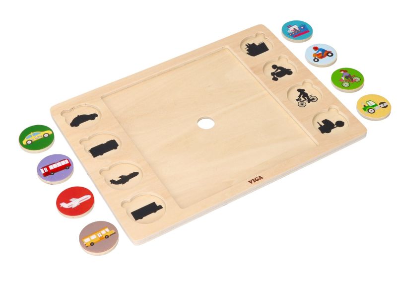 Układanka 2w1 Pojazdy- puzzle i gra odszukaj cień
