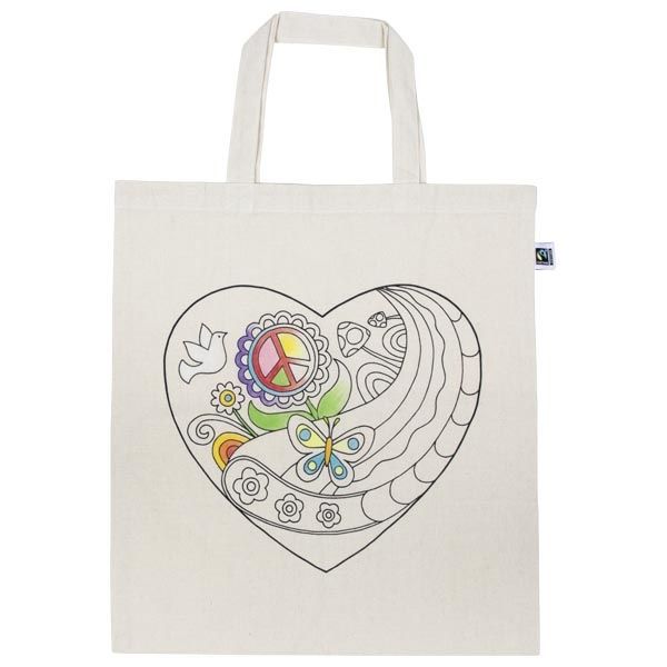 Bawełniana torba do samodzielnego kolorowania, Serce