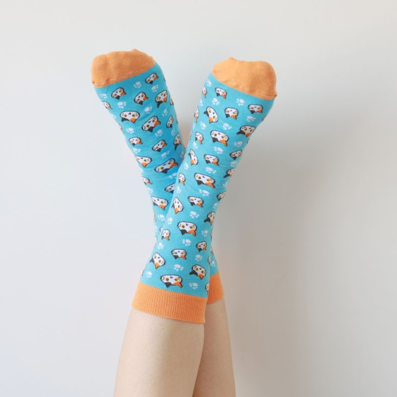 Skarpetki bawełniane z kotkiem niebieskie