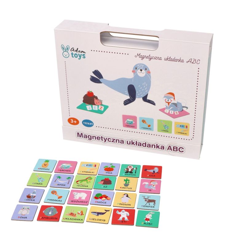 Układanka magnetyczna ABC z literkami i obrazkami - polskie znaki Adam Toys