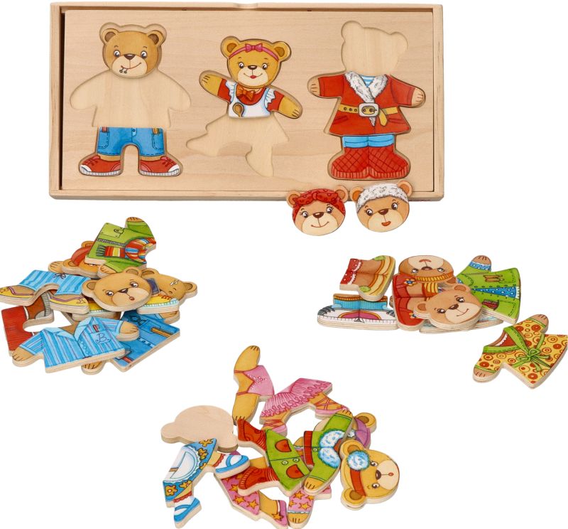 Puzzle drewniane ubierz misie