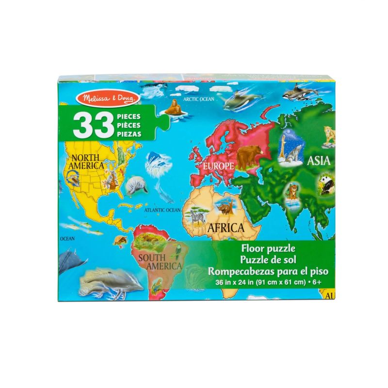 Puzzle podłogowe Mapa Świata 33 szt.