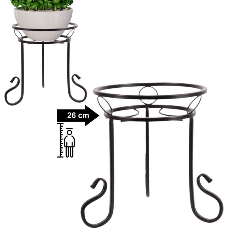 Kwietnik metalowy czarny klasyczny NERON 32 cm