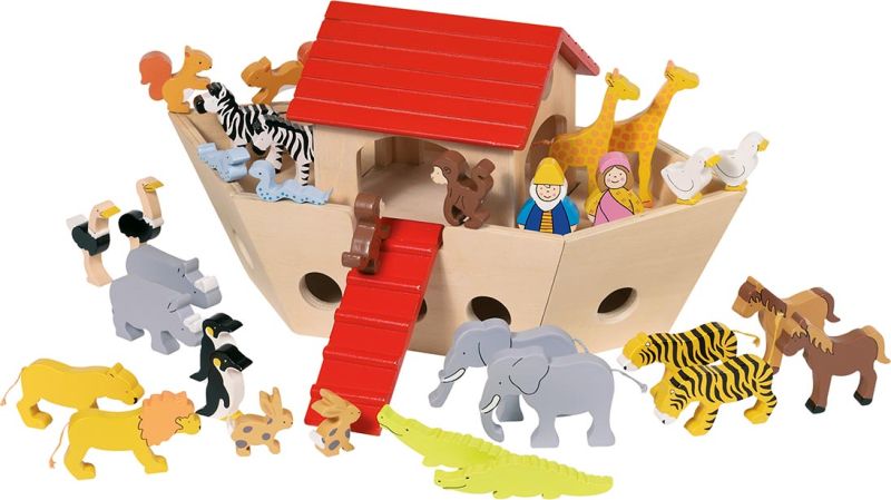Drewniana Arka Noego ze zwierzętami
