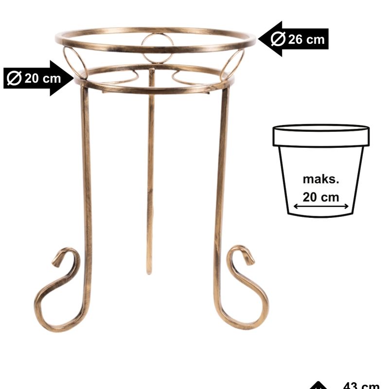 Kwietnik metalowy Rustic złota patyna GAJA 43 cm