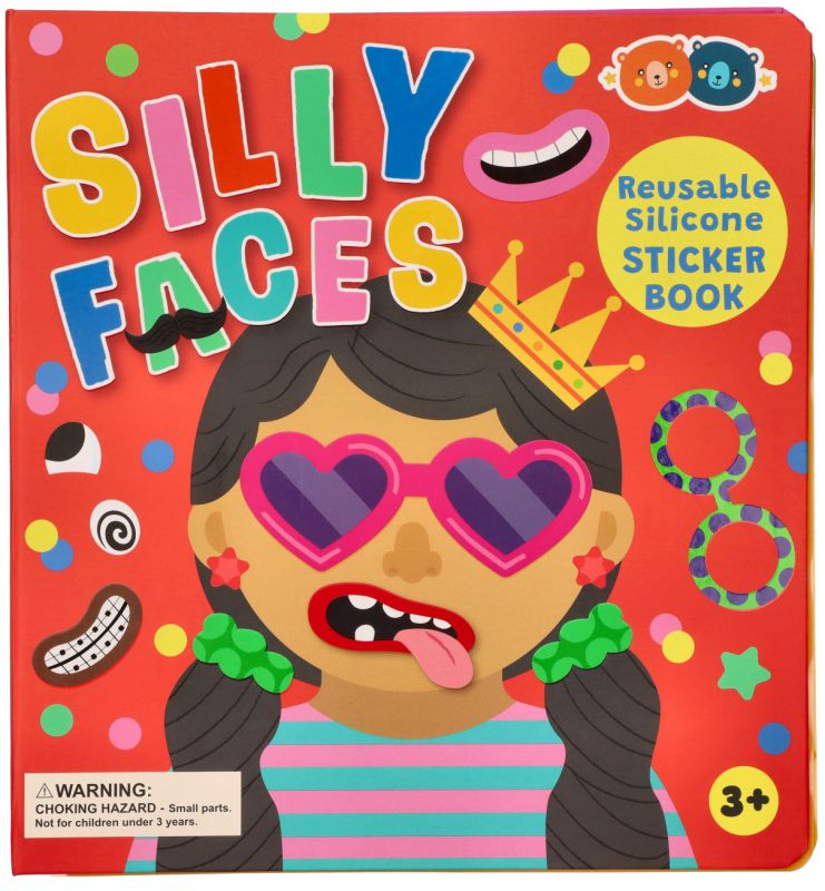 Książeczka z naklejkami silikonowymi śmieszne twarze