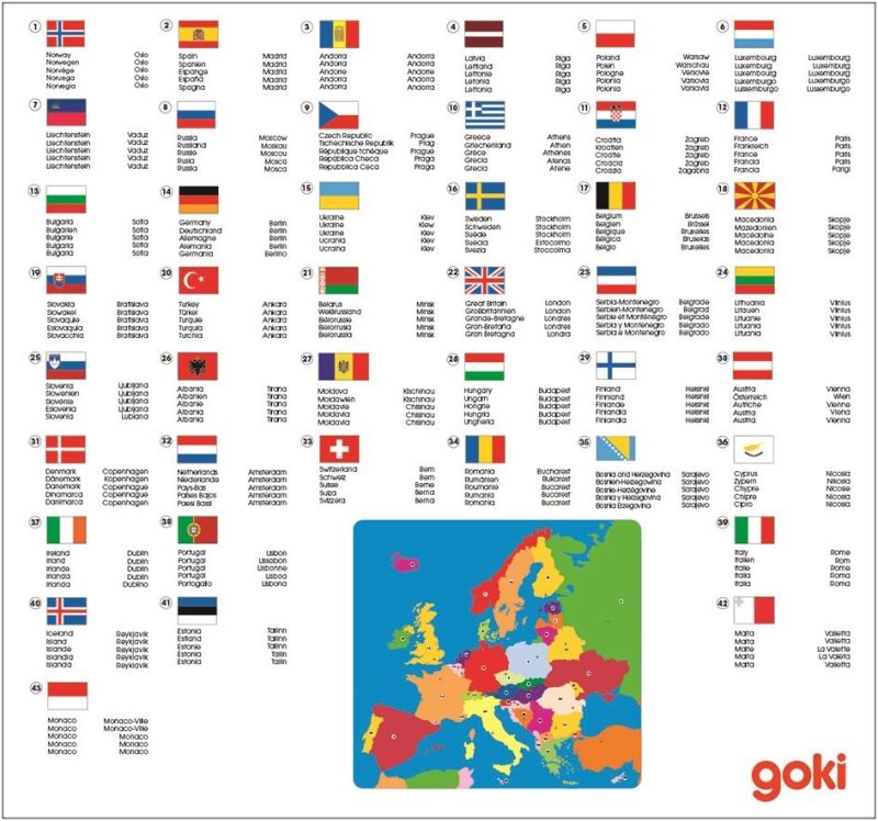 Układanka edukacyjna Mapa Europy - puzzle drewniane