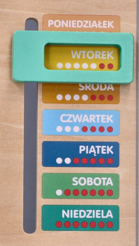 Drewniany polski Kalendarz z zegarem Adam Toys