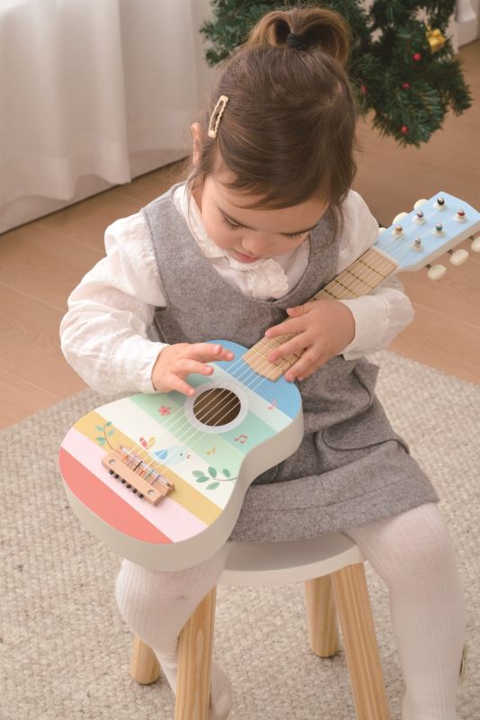 Gitara drewniana z ptaszkiem
