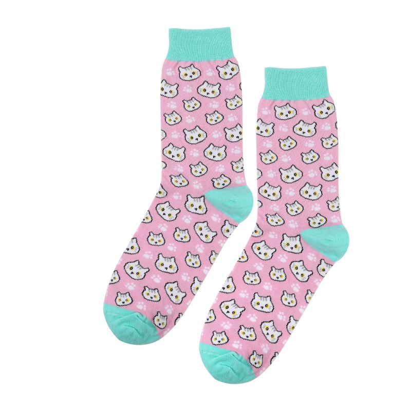 Skarpetki bawełniane z kotkiem różowe