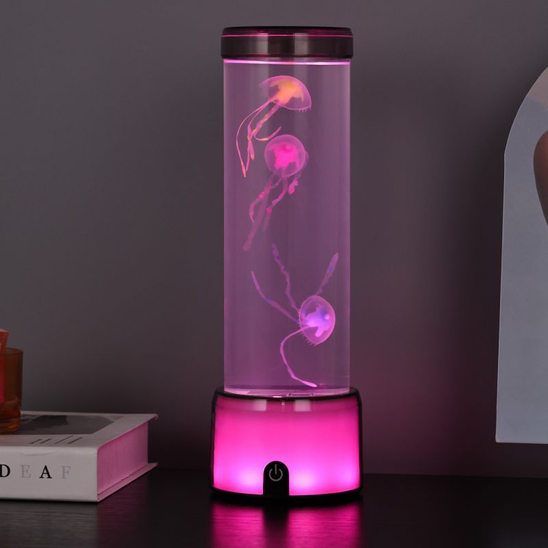 Zmieniająca kolor lampa z pływającymi meduzami 33cm