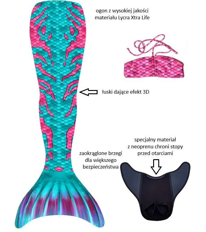 Syreni ogon - monopłetwa do pływania Aruba + bikini