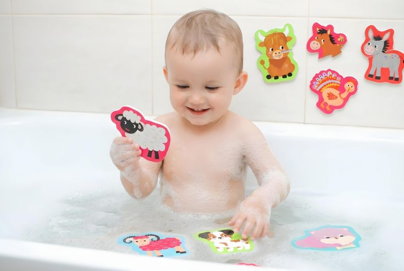 Zabawa w kąpieli naklejki Farma Puzzle