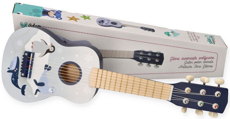 Gitara drewniana zwierzęta arktyczne