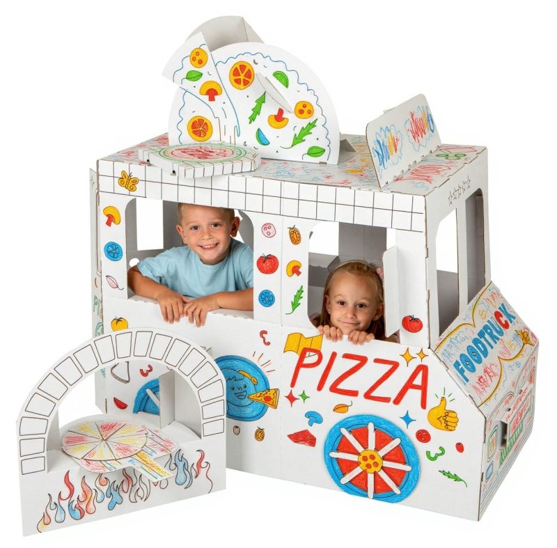 Food Truck - tekturowy pojazd do pokolorowania