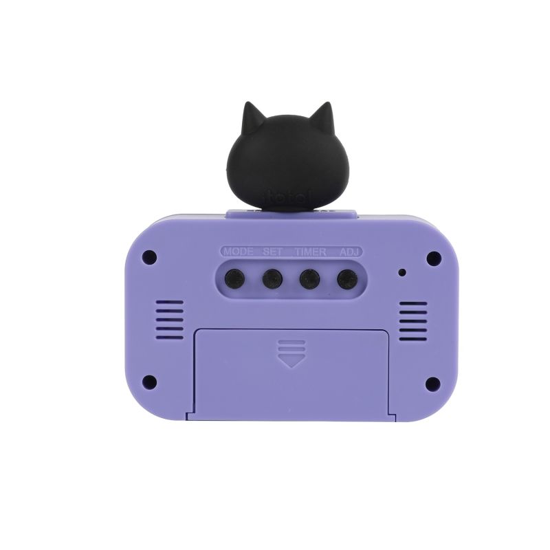 Budzik z kotkiem fioletowy