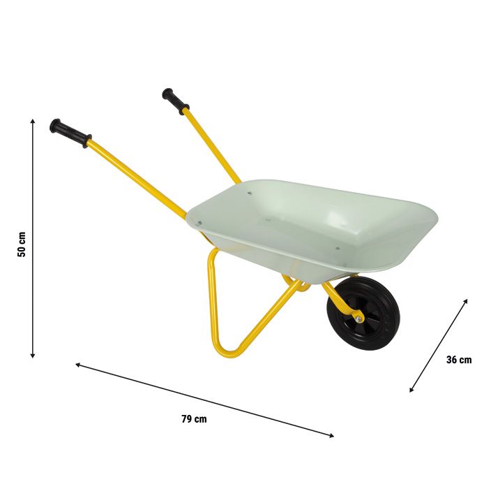Miętowa metalowa taczka dla  Małego Ogrodnika