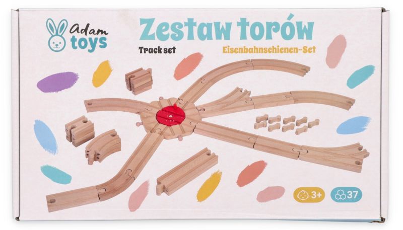 Zestaw drewnianych torów, 37 elementów