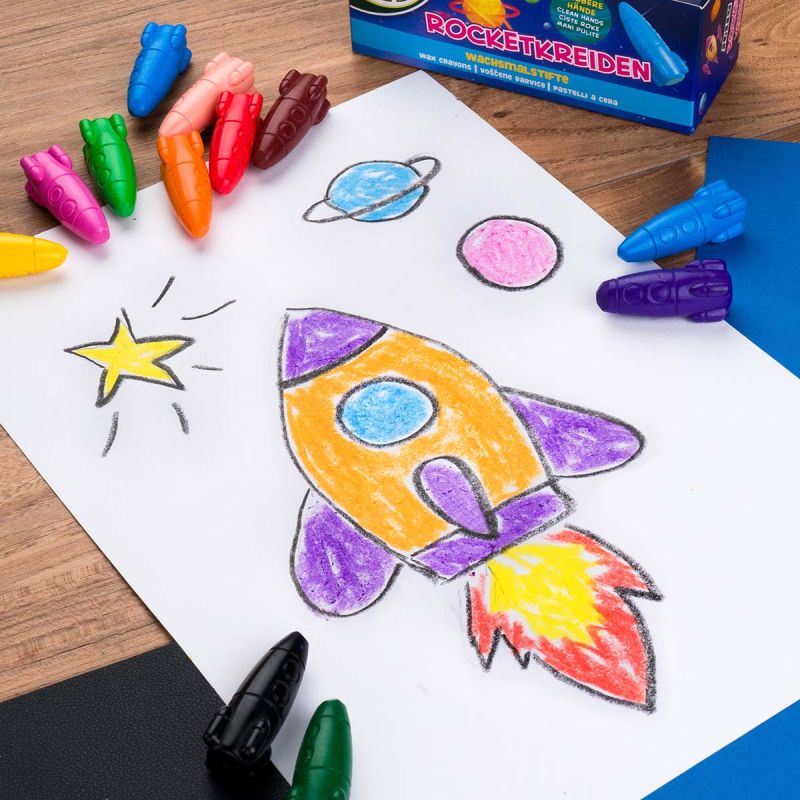 Rakiety - Kredki świecowe 12 kolorów