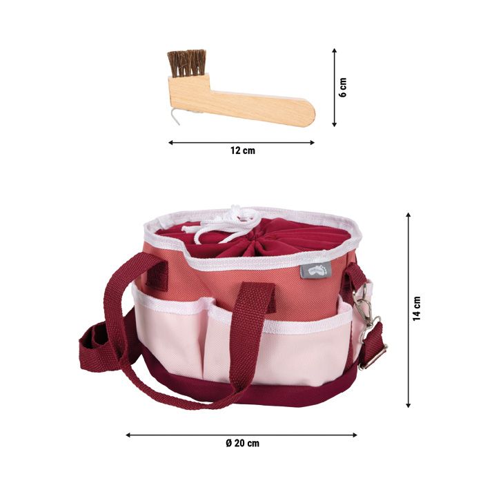 Zestaw do pielęgnacji hobby horsa w czerwonej torbie
