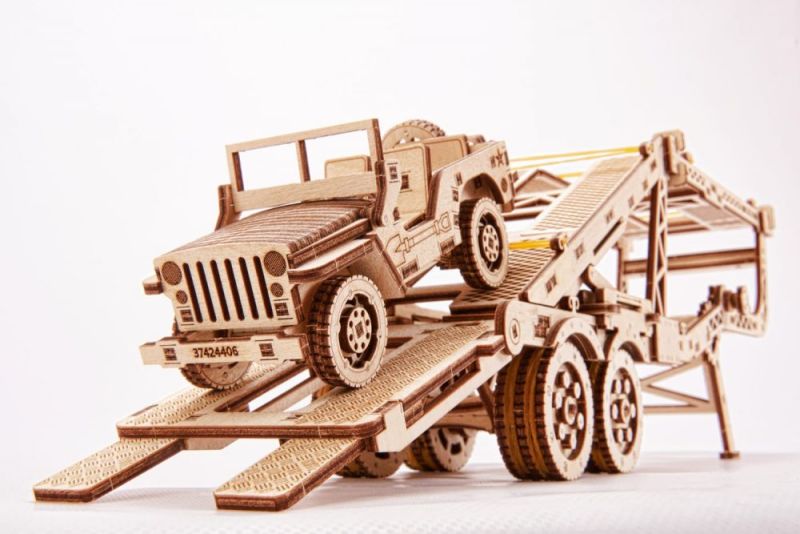 Laweta puzzle 3D - naczepa do Big truck z jeepem