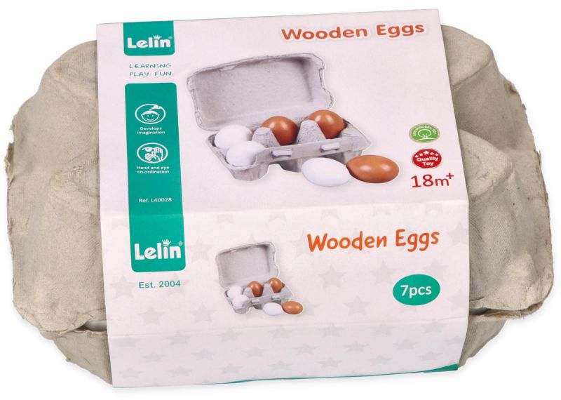 Jajka drewniane w wytłoczce 6 sztuk