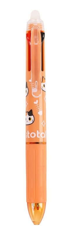 Długopis 4-kolorowy zmazywalny pomarańczowy kot 0.5mm