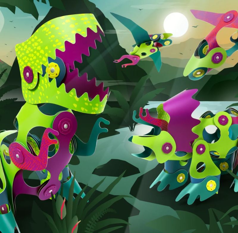 Clixo, zestaw klocków magnetycznych z motywem DINO, 36 elementów