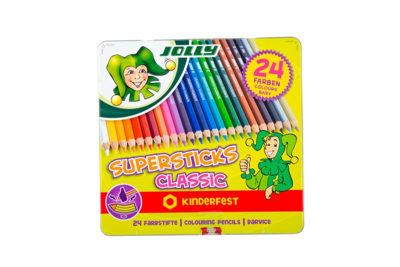 Kredki Supersticks 24 kolory w metalowym pudełku