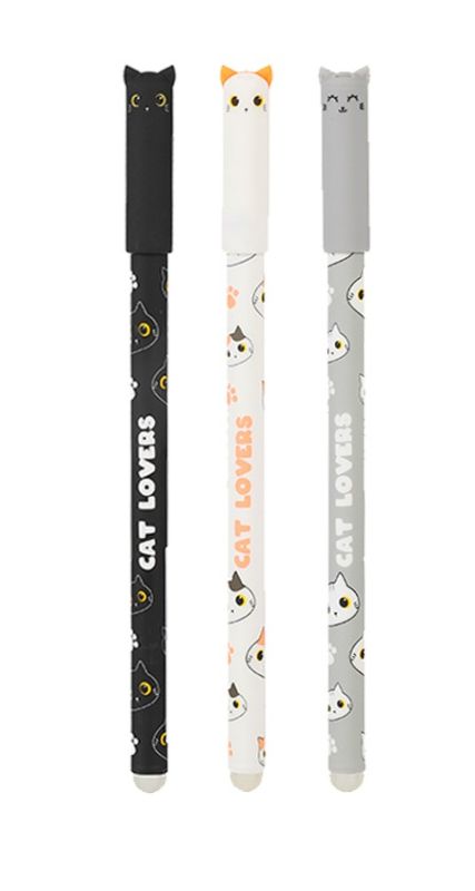 Cienkopis 0.5 mm zmazywalny ze skuwką czarny kotek