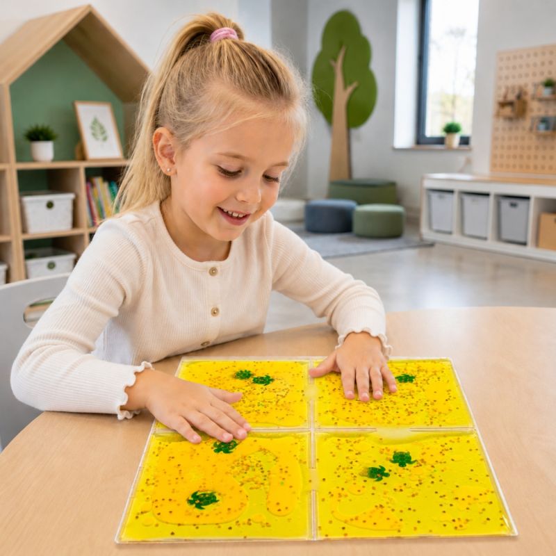 Dotykowy panel sensoryczny z cieczą żółty