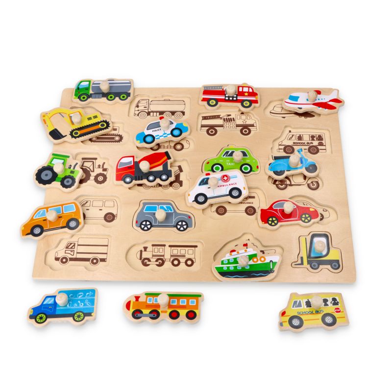 Duża 40x30 cm drewniana układanka puzzle Transport