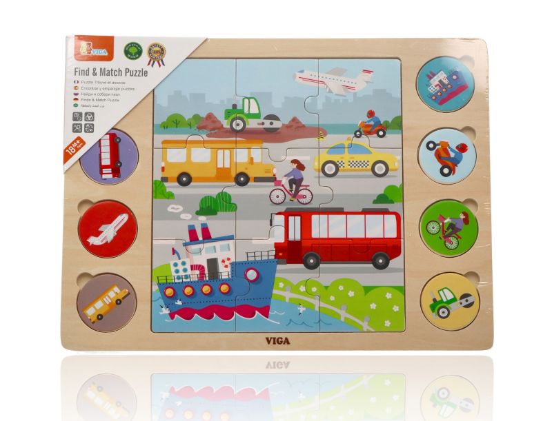 Układanka 2w1 Pojazdy- puzzle i gra odszukaj cień
